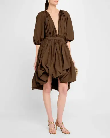 Philosophy di Lorenzo Serafini Plunging Puff-Sleeve Balloon Dress | Thumbnail 4 Philosophy di Lorenzo Serafini Plunging Puff-Sleeve Balloon Dress | Thumbnail 4