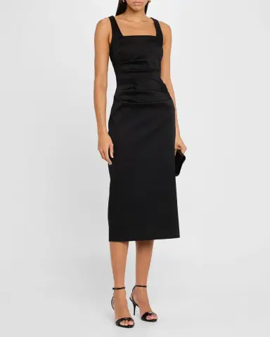 Aidan Mattox Square-Neck Stretch Mikado Midi Dress | Thumbnail 2 Aidan Mattox Square-Neck Stretch Mikado Midi Dress | Thumbnail 2