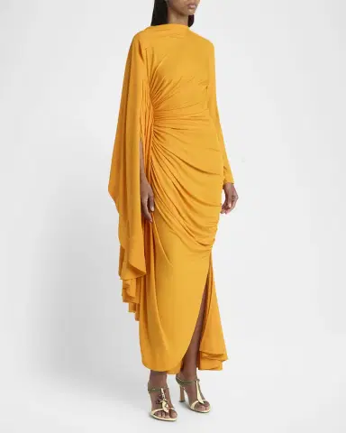 Bottega Veneta Draped Matte Viscose Jersey Cape Maxi Dress | Thumbnail 4 Bottega Veneta Draped Matte Viscose Jersey Cape Maxi Dress | Thumbnail 4