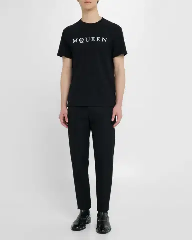 Alexander McQueen Men's Flocked Logo T-Shirt | Thumbnail 2 Alexander McQueen Men's Flocked Logo T-Shirt | Thumbnail 2