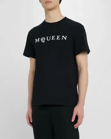 Alexander McQueen Men's Flocked Logo T-Shirt | Thumbnail 4 Alexander McQueen Men's Flocked Logo T-Shirt | Thumbnail 4