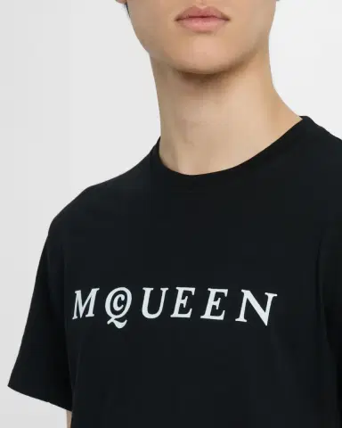 Alexander McQueen Men's Flocked Logo T-Shirt | Thumbnail 5 Alexander McQueen Men's Flocked Logo T-Shirt | Thumbnail 5