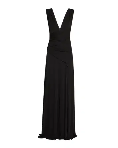 Halston Alessia Plunging Draped Matte Jersey Gown | Thumbnail 1 Halston Alessia Plunging Draped Matte Jersey Gown | Thumbnail 1