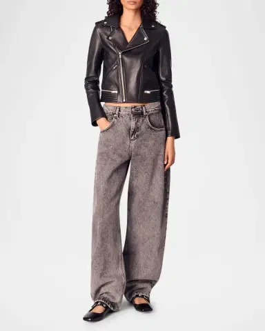 Maje Basaltm Leather Biker Jacket | Thumbnail 2 Maje Basaltm Leather Biker Jacket | Thumbnail 2