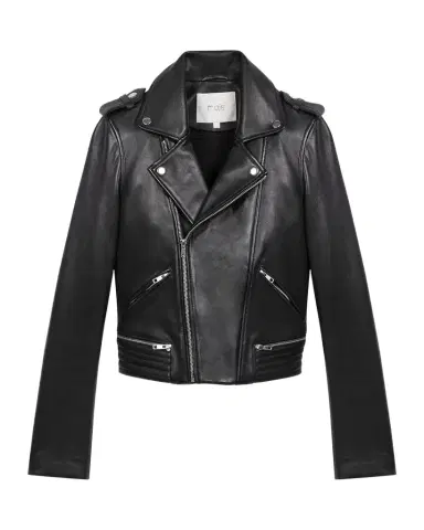 Maje Basaltm Leather Biker Jacket | Thumbnail 1 Maje Basaltm Leather Biker Jacket | Thumbnail 1