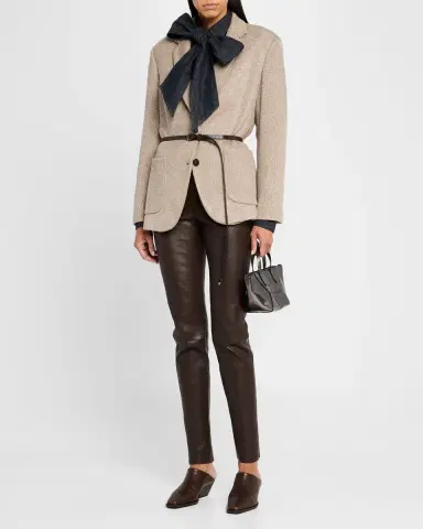 Brunello Cucinelli Leather Stretch Front Seam Leggings | Thumbnail 2 Brunello Cucinelli Leather Stretch Front Seam Leggings | Thumbnail 2