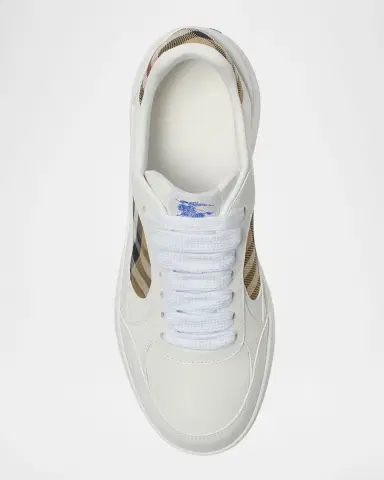 Burberry Men's Terrace Mix Leather and Check Low-Top Sneakers | Thumbnail 3 Burberry Men's Terrace Mix Leather and Check Low-Top Sneakers | Thumbnail 3