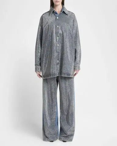 Stella McCartney Crystal Hotfix Wide Leg Jeans | Thumbnail 2 Stella McCartney Crystal Hotfix Wide Leg Jeans | Thumbnail 2