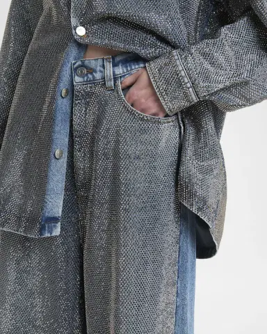Stella McCartney Crystal Hotfix Wide Leg Jeans | Thumbnail 5 Stella McCartney Crystal Hotfix Wide Leg Jeans | Thumbnail 5