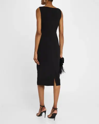 Badgley Mischka Collection Sleeveless Draped Midi Dress | Thumbnail 3 Badgley Mischka Collection Sleeveless Draped Midi Dress | Thumbnail 3