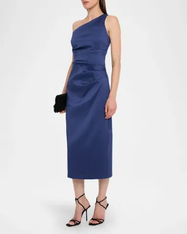 Aidan Mattox One-Shoulder Stretch Mikado Midi Dress | Thumbnail 2 Aidan Mattox One-Shoulder Stretch Mikado Midi Dress | Thumbnail 2