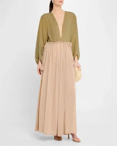 Philosophy di Lorenzo Serafini Plunging Gathered Long-Sleeve Bodysuit | Thumbnail 2 Philosophy di Lorenzo Serafini Plunging Gathered Long-Sleeve Bodysuit | Thumbnail 2