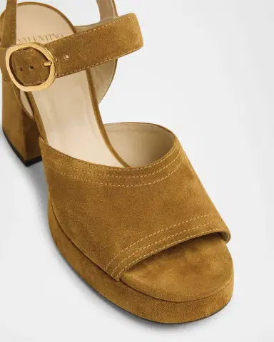 Valentino Garavani Fawcette VLogo Suede Platform Sandals | Thumbnail 3 Valentino Garavani Fawcette VLogo Suede Platform Sandals | Thumbnail 3