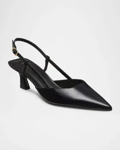 Stuart Weitzman Vinnie Leather Kitten Slingback Pumps | Thumbnail 2 Stuart Weitzman Vinnie Leather Kitten Slingback Pumps | Thumbnail 2