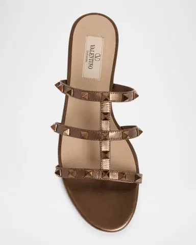 Valentino Garavani Rockstud Metallic City Flat Slide Sandals | Thumbnail 6 Valentino Garavani Rockstud Metallic City Flat Slide Sandals | Thumbnail 6