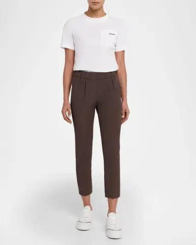 Brunello Cucinelli Silk Crepe Cady Straight-leg Ankle Pull-On Pants | Thumbnail 2 Brunello Cucinelli Silk Crepe Cady Straight-leg Ankle Pull-On Pants | Thumbnail 2