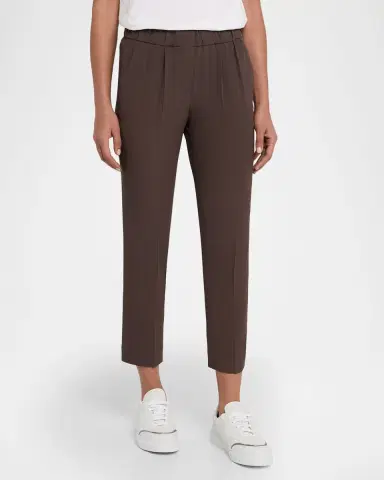 Brunello Cucinelli Silk Crepe Cady Straight-leg Ankle Pull-On Pants | Thumbnail 4 Brunello Cucinelli Silk Crepe Cady Straight-leg Ankle Pull-On Pants | Thumbnail 4