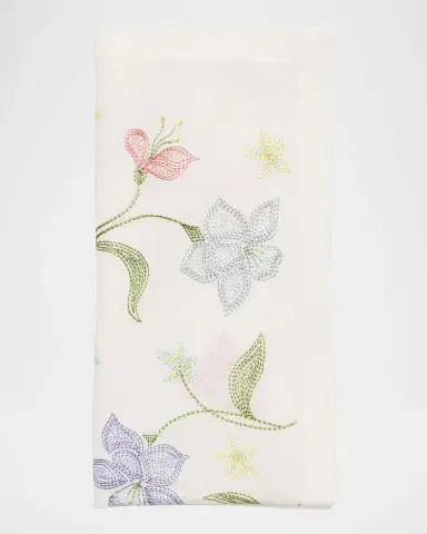 Kim Seybert Vista Flower Embroidered Linen Napkin | Thumbnail 2 Kim Seybert Vista Flower Embroidered Linen Napkin | Thumbnail 2