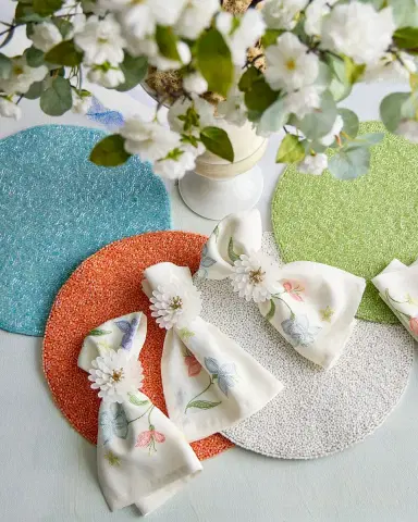 Kim Seybert Vista Flower Embroidered Linen Napkin | Thumbnail 3 Kim Seybert Vista Flower Embroidered Linen Napkin | Thumbnail 3