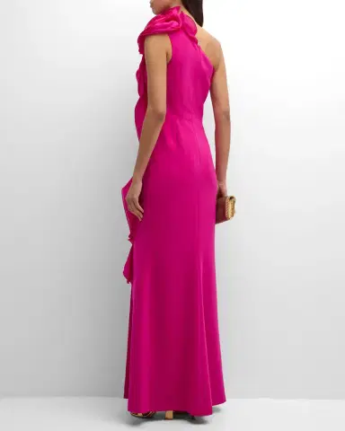 Rickie Freeman for Teri Jon One-Shoulder Ruffle Column Gown | Thumbnail 4 Rickie Freeman for Teri Jon One-Shoulder Ruffle Column Gown | Thumbnail 4