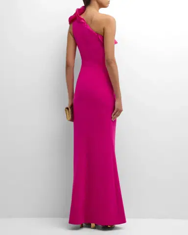 Rickie Freeman for Teri Jon One-Shoulder Ruffle Column Gown | Thumbnail 6 Rickie Freeman for Teri Jon One-Shoulder Ruffle Column Gown | Thumbnail 6
