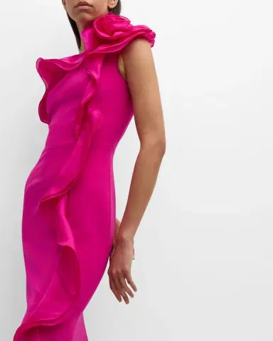Rickie Freeman for Teri Jon One-Shoulder Ruffle Column Gown | Thumbnail 7 Rickie Freeman for Teri Jon One-Shoulder Ruffle Column Gown | Thumbnail 7
