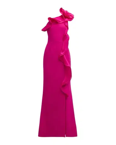 Rickie Freeman for Teri Jon One-Shoulder Ruffle Column Gown | Thumbnail 1 Rickie Freeman for Teri Jon One-Shoulder Ruffle Column Gown | Thumbnail 1