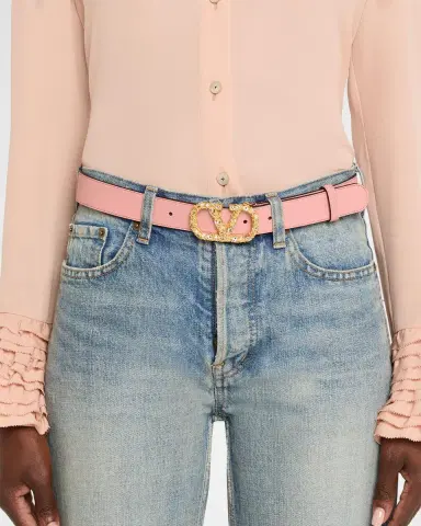 Valentino Garavani VLogo Signature Jeweled Calf Leather Belt, 30mm | Thumbnail 2 Valentino Garavani VLogo Signature Jeweled Calf Leather Belt, 30mm | Thumbnail 2