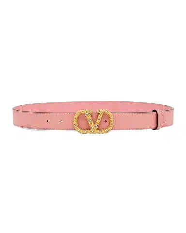 Valentino Garavani VLogo Signature Jeweled Calf Leather Belt, 30mm | Thumbnail 1 Valentino Garavani VLogo Signature Jeweled Calf Leather Belt, 30mm | Thumbnail 1