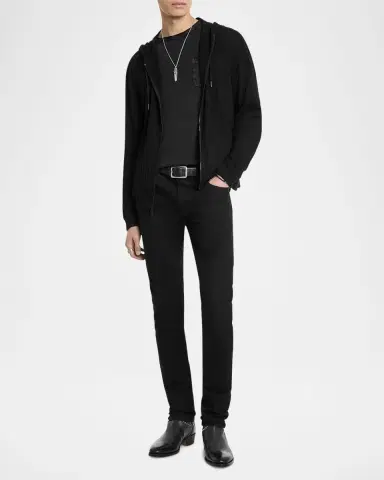 JOHN VARVATOS Men's Ihsan Textured Full-Zip Hoodie | Thumbnail 2 JOHN VARVATOS Men's Ihsan Textured Full-Zip Hoodie | Thumbnail 2