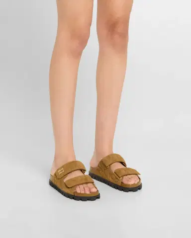 Miu Miu Quilted Suede Dual-Grip Comfort Sandals | Thumbnail 2 Miu Miu Quilted Suede Dual-Grip Comfort Sandals | Thumbnail 2