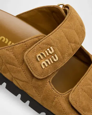 Miu Miu Quilted Suede Dual-Grip Comfort Sandals | Thumbnail 5 Miu Miu Quilted Suede Dual-Grip Comfort Sandals | Thumbnail 5