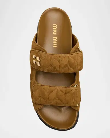 Miu Miu Quilted Suede Dual-Grip Comfort Sandals | Thumbnail 6 Miu Miu Quilted Suede Dual-Grip Comfort Sandals | Thumbnail 6