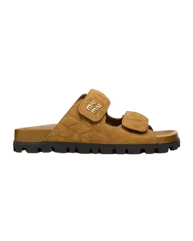 Miu Miu Quilted Suede Dual-Grip Comfort Sandals | Thumbnail 1 Miu Miu Quilted Suede Dual-Grip Comfort Sandals | Thumbnail 1