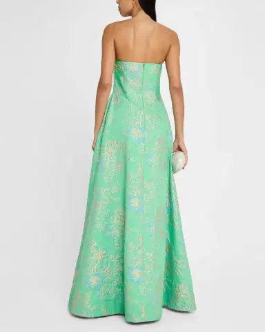 Rickie Freeman for Teri Jon Strapless Metallic Floral Jacquard Gown | Thumbnail 3 Rickie Freeman for Teri Jon Strapless Metallic Floral Jacquard Gown | Thumbnail 3