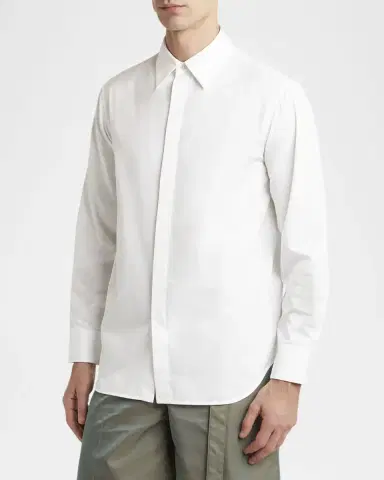 Jil Sander Men's Concealed-Placket Cotton Sport Shirt | Thumbnail 4 Jil Sander Men's Concealed-Placket Cotton Sport Shirt | Thumbnail 4
