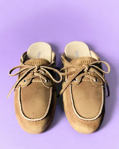Miu Miu Suede Boat Mules | Thumbnail 4 Miu Miu Suede Boat Mules | Thumbnail 4
