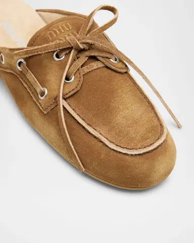 Miu Miu Suede Boat Mules | Thumbnail 5 Miu Miu Suede Boat Mules | Thumbnail 5