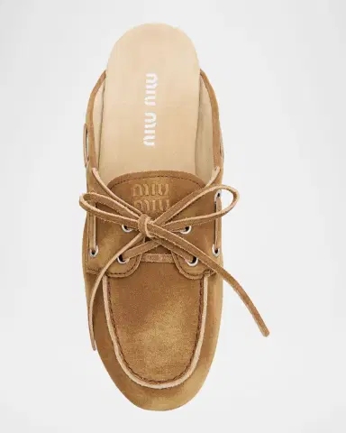 Miu Miu Suede Boat Mules | Thumbnail 6 Miu Miu Suede Boat Mules | Thumbnail 6