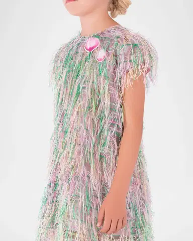 Mama Luma Girl 's Rainbow Tassel Short-Sleeve Dress, Size 3T-12 | Thumbnail 3 Mama Luma Girl 's Rainbow Tassel Short-Sleeve Dress, Size 3T-12 | Thumbnail 3