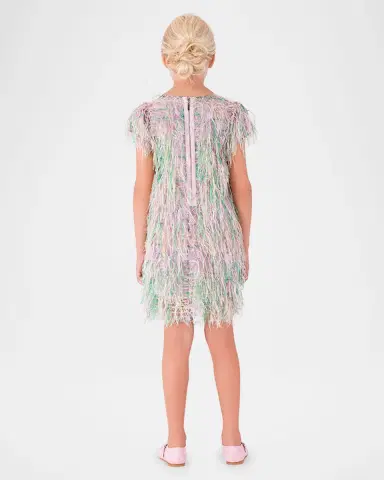 Mama Luma Girl 's Rainbow Tassel Short-Sleeve Dress, Size 3T-12 | Thumbnail 4 Mama Luma Girl 's Rainbow Tassel Short-Sleeve Dress, Size 3T-12 | Thumbnail 4