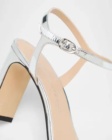 Stuart Weitzman Babette Metallic Ankle-Strap Sandals | Thumbnail 5 Stuart Weitzman Babette Metallic Ankle-Strap Sandals | Thumbnail 5