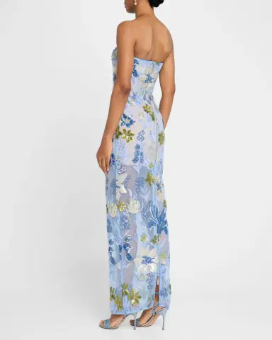 Bronx and Banco Dahlia Sequin Floral Column Gown | Thumbnail 3 Bronx and Banco Dahlia Sequin Floral Column Gown | Thumbnail 3