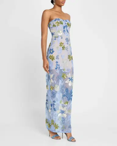 Bronx and Banco Dahlia Sequin Floral Column Gown | Thumbnail 4 Bronx and Banco Dahlia Sequin Floral Column Gown | Thumbnail 4
