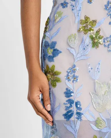 Bronx and Banco Dahlia Sequin Floral Column Gown | Thumbnail 5 Bronx and Banco Dahlia Sequin Floral Column Gown | Thumbnail 5