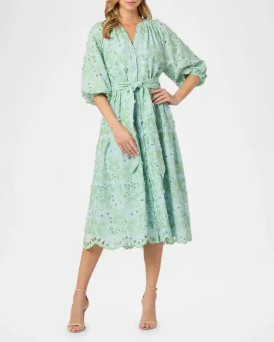 Shoshanna Denver Tiered Eyelet-Embroidered Midi Dress | Thumbnail 2 Shoshanna Denver Tiered Eyelet-Embroidered Midi Dress | Thumbnail 2