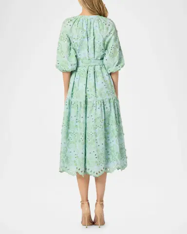 Shoshanna Denver Tiered Eyelet-Embroidered Midi Dress | Thumbnail 3 Shoshanna Denver Tiered Eyelet-Embroidered Midi Dress | Thumbnail 3