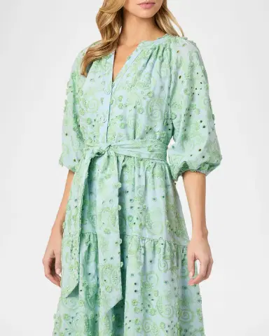 Shoshanna Denver Tiered Eyelet-Embroidered Midi Dress | Thumbnail 4 Shoshanna Denver Tiered Eyelet-Embroidered Midi Dress | Thumbnail 4