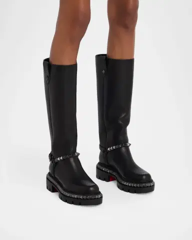 Christian Louboutin Marinetta Pyraclou Leather Knee-High Boots | Thumbnail 2 Christian Louboutin Marinetta Pyraclou Leather Knee-High Boots | Thumbnail 2