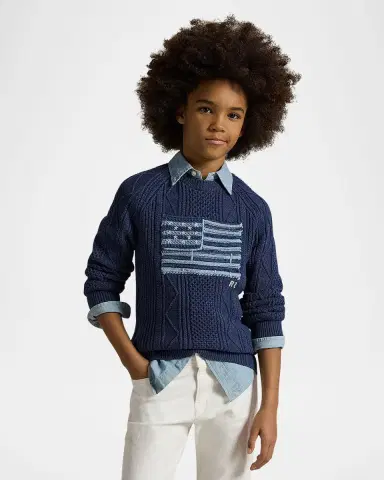 Polo Ralph Lauren Boy's Cotton Faded Flag Sweater | Thumbnail 2 Polo Ralph Lauren Boy's Cotton Faded Flag Sweater | Thumbnail 2